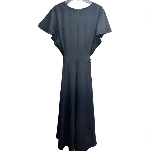 Lane Bryant Black Flutter Sleeve Tie Waist Hi Low Pocket Maxi Dress Sz 24 - Picture 2 of 7